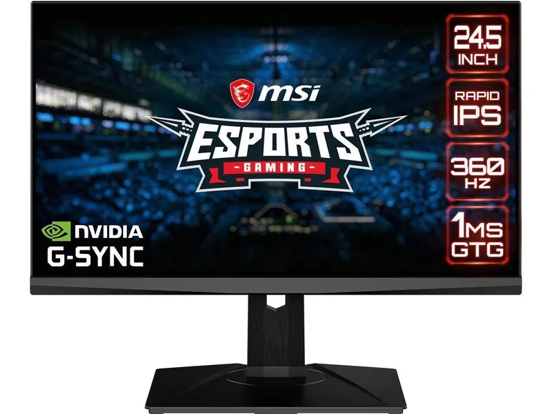 MSI 24.5 Oculux NXG253R 1920 x 1080 FHD 360Hz Rapid IPS 1ms GTG DisplayPort HDMI USB 3.2 Tilt Swivel Pivot Height Adjust VESA G-Sync Gaming Monitor