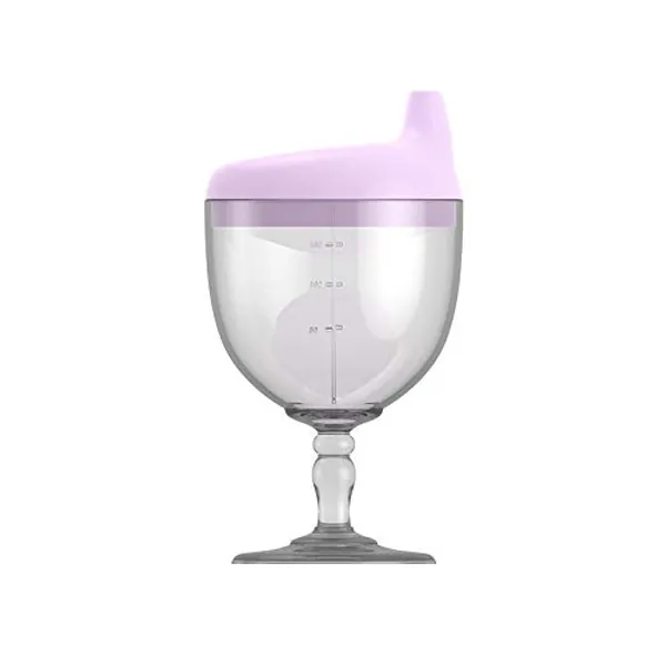 Crumye 5oz Wine Glass Sippy Cup for Baby Goblet Sippy Cup No Spill Plastic Wine Glass Baby Goblet Party Cup Anti-fall Beverage Mug with Lid for Baby Kids Christmas Birthday Party Celebration(Purple)