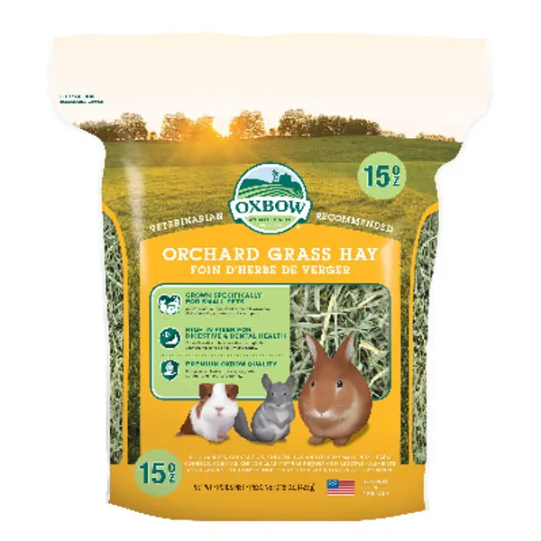 Oxbow Animal Health Orchard Grass Hay - All Natural Grass Hay for Chinchillas, Rabbits, Guinea Pigs, Hamsters  Gerbils
