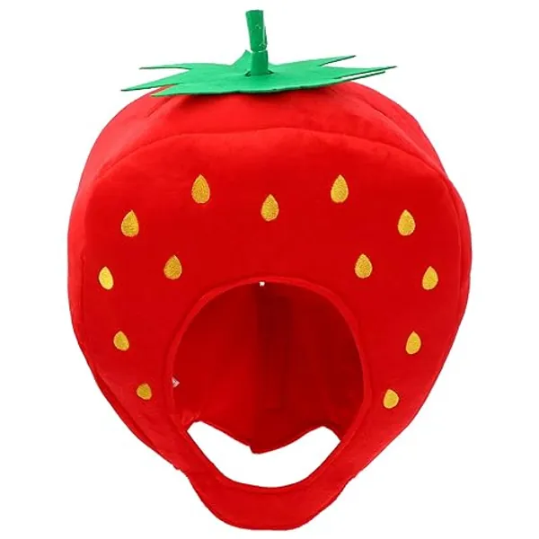 NUOBESTY Strawberry Costume Cap Plush Strawberry Hat
