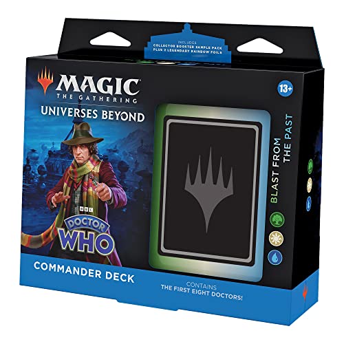 Magic The Gathering Doctor Who Commander Deck – Blast from The Past (100-Card Deck, 2-Card Collector Booster Sample Pack + Accessories)