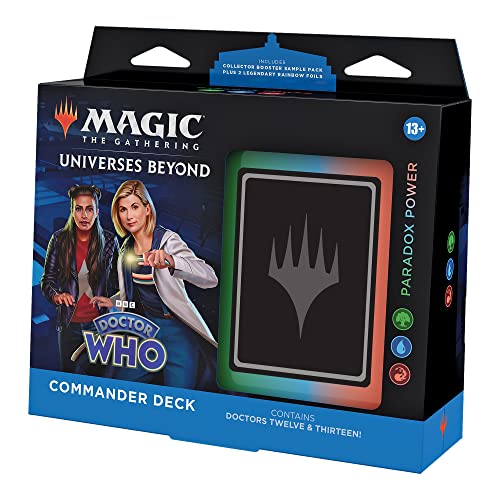 Magic The Gathering Doctor Who Commander Deck – Paradox Power (100-Card Deck, 2-Card Collector Booster Sample Pack + Accessories)