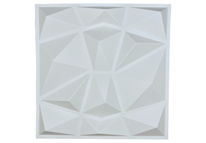 12 Pack - PVC Geometric 3D Wall Panel For Sound Diffusion - Modern 3D Design For Walls And Ceilings - 60x60 cm / White