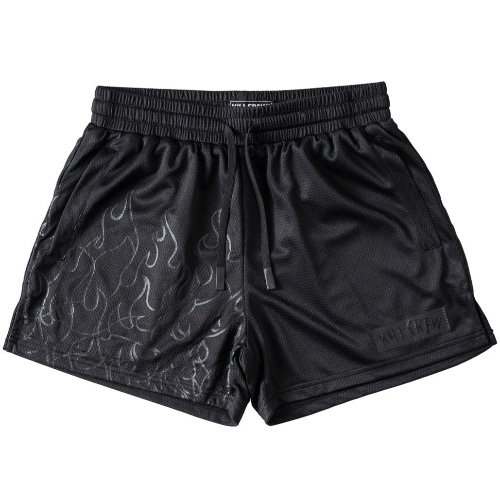 MUAY THAI FLAME SHORTS (MID THIGH CUT) - BLACKOUT | 2XL (36-38)