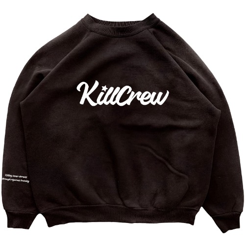 OVERSIZED LUX "SCRIPT" CREW NECK - BLACK / WHITE | 2XL