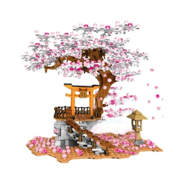 PeleusTech Sakura Tree House Bricks Kit Chinese Architecture Building Block Compatible with Lego