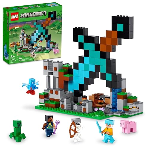 LEGO Minecraft The Sword Outpost 21244 Building Toys - Featuring Creeper, Warrior, Pig, and Skeleton Figures, Game Inspired Toy for Fun Adventures and Play, Gift for Kids, Boys, and Girls Ages 8+ - Multicolor