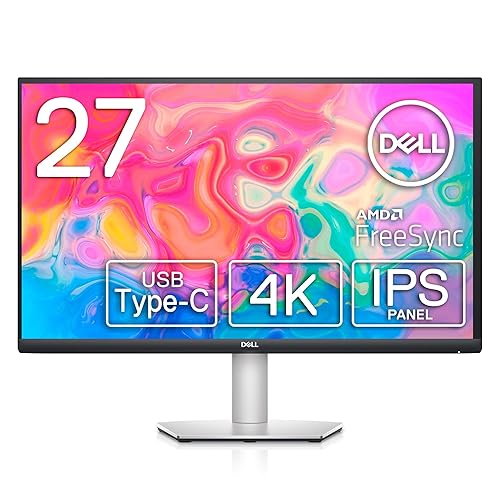 Dell S2722QC Monitor - 27 inch 4K USB-C , UHD (3840 x 2160) Display, 60Hz Refresh Rate, 8MS Grey-to-Grey Response Time, Built-in Dual 3W Speakers, 1.07 Billion Colors - Platinum Silver - 27 Inches - S2722QC - USB-C