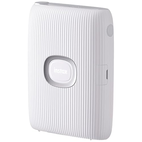 Fujifilm Instax Mini Link 2 Instant Smartphone Printer (Clay White) and Fujifilm Instax Mini Twin Film Pack (40 Exposures) Bundle - Ash White