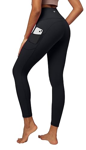 IUGA Yoga Pants with Pockets, Workout Running Leggings with Pockets for Women - Black - L