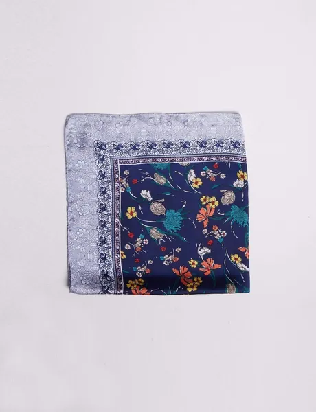 Abstract Floral-Print Neckerchief by Shuuk - Navy Blue / One Size
