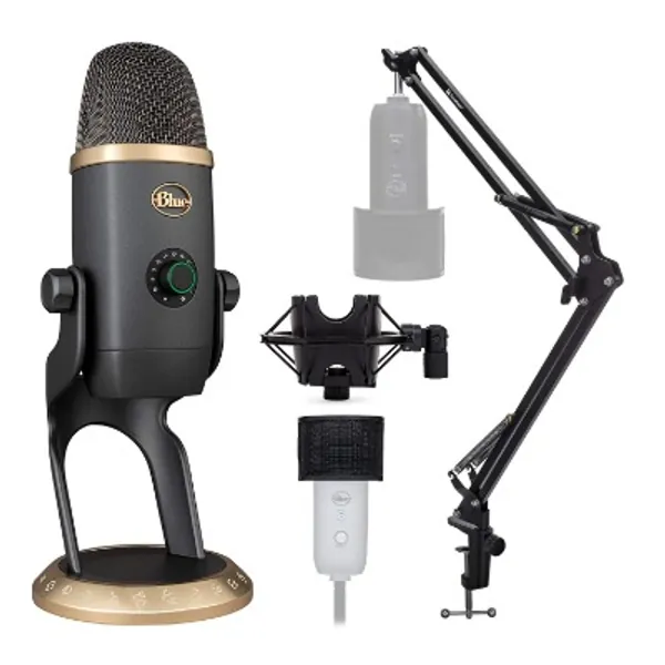 Blue Yeti X World of Warcraft Edition Microphone with Knox Gear Boom Arm, Shock Mount and Pop Filter Bundle (4 Items)