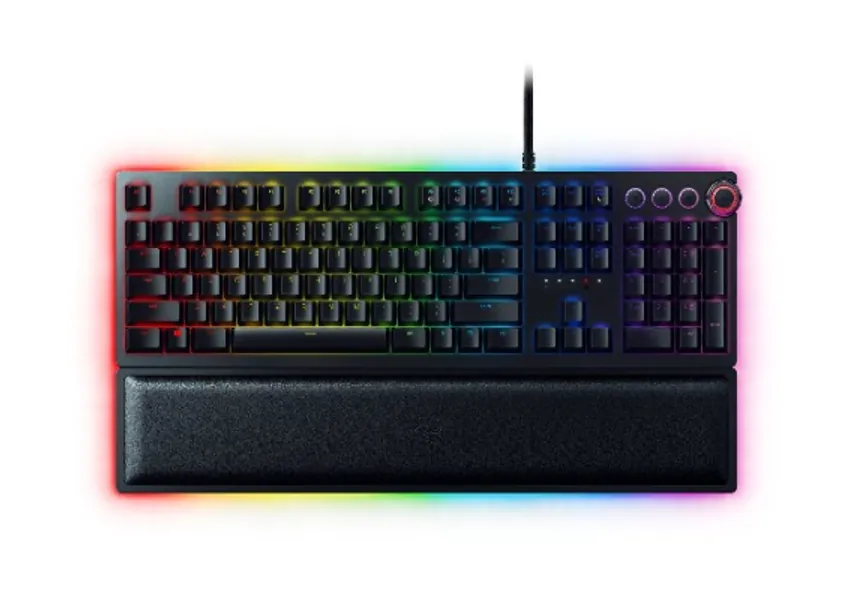 Razer Huntsman Elite Gaming Keyboard: Fastest Keyboard Switches Ever - Clicky Optical Switches - Chroma RGB Lighting - Magnetic Plush Wrist Rest - Dedicated Media Keys  Dial - Classic Black