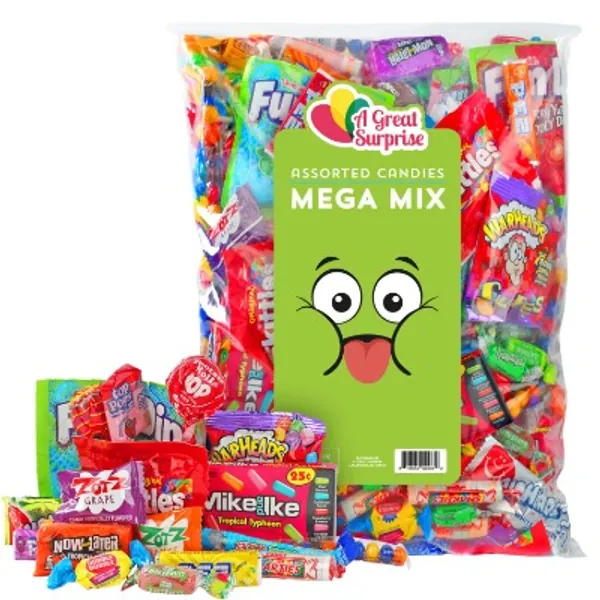 Assorted Candy Party Mix, 2 LB Bulk Bag - Candy Bulk - Fun Size Skittles, Top Box Pop Taffy Pops, Fun Dip, and Much More!