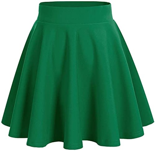 DRESSTELLS Skirt for Women Mini Skater Skirts Versatile A-line Basic Stretchy Flared Casual Pleated Skirt - Green - Medium