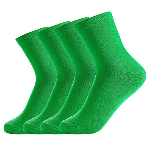 AzWeiler Unisex Cotton Colorful Quarter Crew Socks Athletic Breathable Socks 4-Pair Package (Men8-12 Women 7-11) - 10 - Green