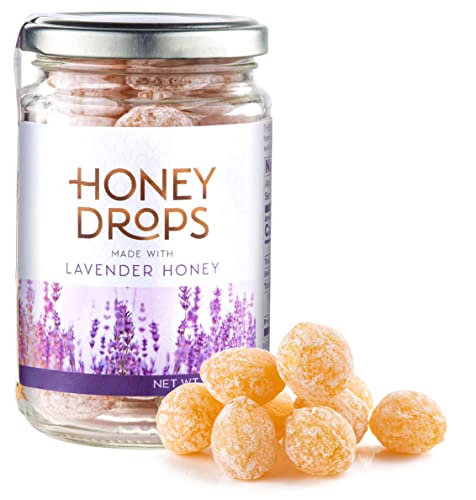 Gourmanity Honey Drops Made With Lavender Honey, 7 oz Jar, Hard Honey Candy From Provence, France, Boules Fourrees Miel, Lavender Honey Drops - 7 Ounce (Pack of 1)