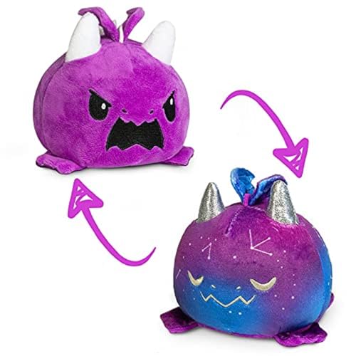 TeeTurtle - The Original Reversible Dragon Plushie - Galaxy + Purple - Cute Sensory Fidget Stuffed Animals That Show Your Mood - Galactic