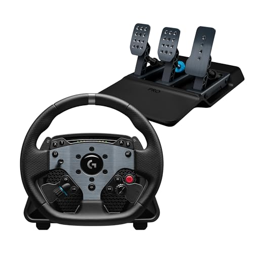 Logitech G PRO Racing Wheel, Sim Steering Wheel with Direct Drive 11 Nm Force, Magnetic Gear Shift Paddles PRO Racing Pedals, 100 kg Load Cell Brake - For PC, Black - Wheel + Pedal