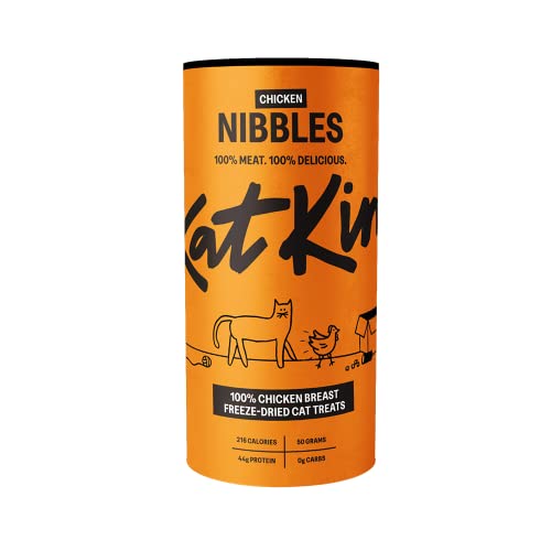 KatKin Chicken Nibbles (50g Tube): 100% Chicken Breast Freeze-Dried Cat Treats – Delicious Fresh Chicken; Freeze-Dried to Protect Nutrition; Made in the UK for Cats and Kittens - 50 g (Pack of 1)