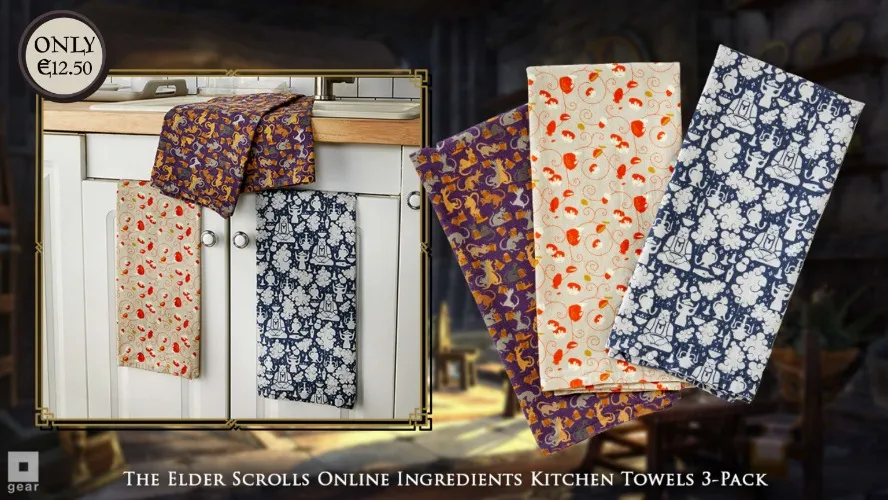 The Elder Scrolls Ingredients Kitchen Towels