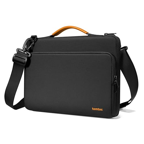 tomtoc 360 Protective Laptop Shoulder Bag for 15.6 Inch Lenovo IdeaPad Gaming 3, Acer Nitro 5 Gaming Laptop, ASUS 15.6-16 Inch ASUS Strix G16/G15, Dell XPS 17, Water-Resistant Accessory Carrying Case - 15.6-inch - Black