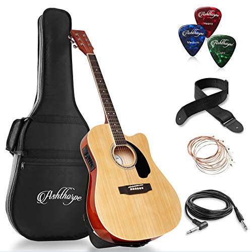Ashthorpe Full-Size Cutaway Thinline Acoustic-Electric Guitar Package - Premium Tonewoods - Natural - Natural