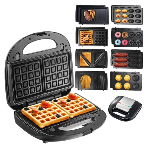 QZTHOU Sandwich Maker, 8 IN 1 Electric Sandwich and Grill Heater with Detachable Plates, Non-Stick Coating, Temperature Control, LED Indicator, 750W, Panini Maker Grilled Cheese Machine For Quick