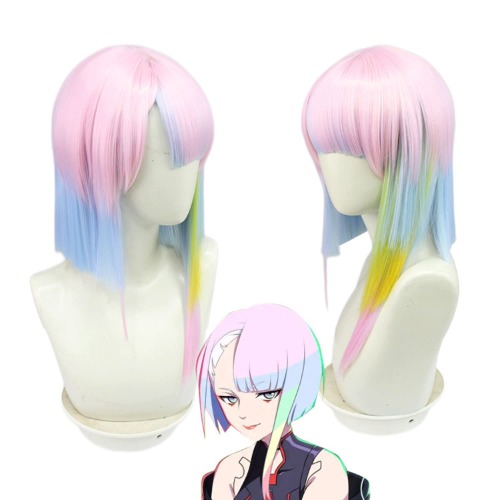 Anime Cosplay Wig, Cyberpunk Lucy Wig, with Free Wig Cap, for Halloween, Party, Carnival, Nightlife, Concerts, Weddings(Deep Tone Gradient)