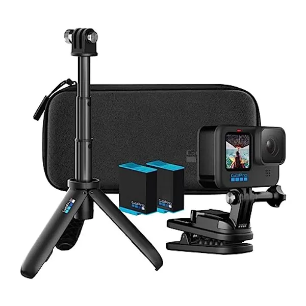 GoPro HERO10 Black Accessory Bundle - Includes HERO10 Camera, Shorty (Mini Extension Pole + Grip), Magnetic Swivel Clip, Rechargeable Batteries (2 Total), and Camera Case