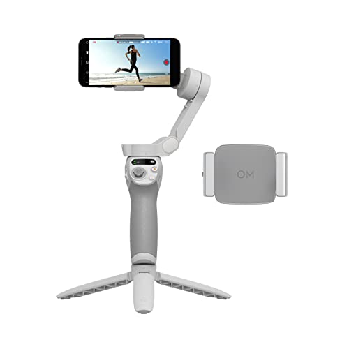 DJI, Estabilizador Inteligente Osmo Mobile SE en Tres Ejes para teléfonos+Abrazadera para teléfonos con luz de Relleno, portátil y Plegable, para Android y iPhone, para videoblogs, Youtube y TikTok