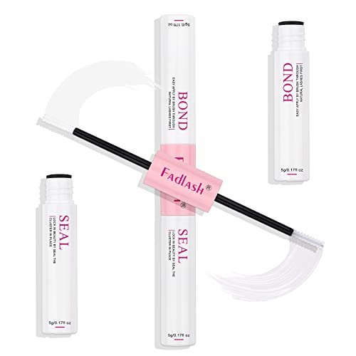 FADLASH Lash Bond and Seal 10ml Individual Lashes Glue and Seal Super Strong Hold DIY Lash Extension Kit Hold 48-72 Hours Waterproof Cluster Lash Glue Eyelash Extension Kit - 10ML