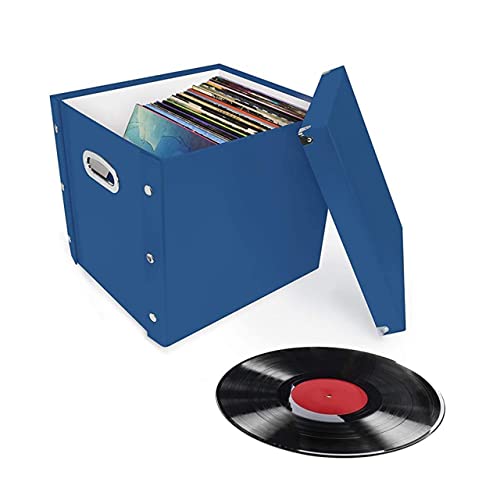 Snap-N-Store Vinyl Record Storage Box - 12" - 1 Pack- Crate Holds up to 75 Vinyl Albums - Classic Blue - Classic Blue - 12" - 1 Pack