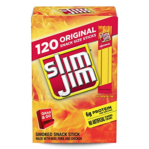 Slim Jim Snack-Sized Smoked Meat Stick, Original Flavor, .28 Oz. 120-Count - 2.1 Pound (Pack of 1)