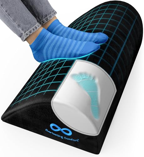 Everlasting Comfort Ergonomic Foot Rest Under Desk - Office Work, Gaming Foot Elevation Pillow, Wedge Pillow for Legs - Provides All-Day Relief - Standard - Black