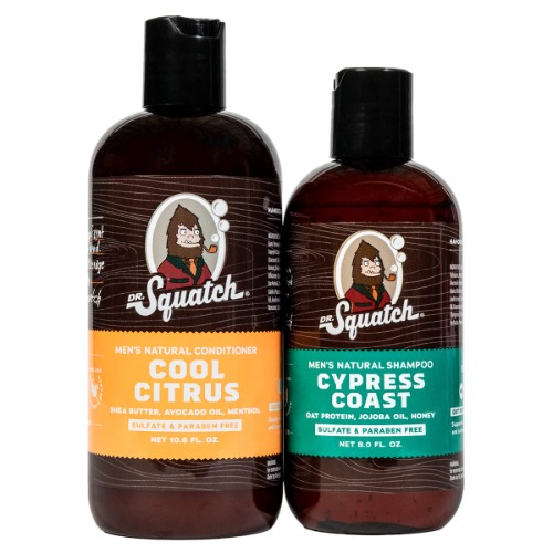 Dr. Squatch Citrus & Cypress Men's Shampoo + Conditioner Hair Bundle - Keeps Hair Looking Full, Healthy, Hydrated - Cirtus / Cypress
