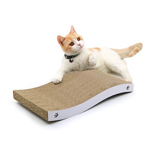 Coching Cat Scratcher Cardboard Cat Scratch Pad with Premium Scratch Textures Design Durable Cat Scratching Pad Reversible - Medium-White