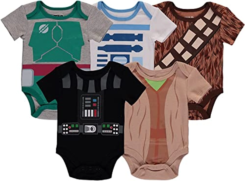Disney baby-boys Star Wars Short Sleeve Bodysuit Five Pack - Star Wars Baby Clothes One Piece Multipack - 6-9 Months - 5pack-multicolor 2