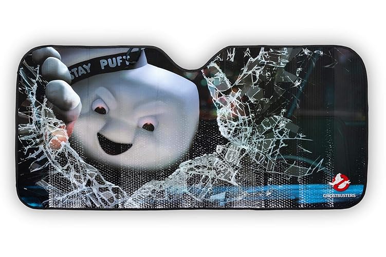 Ghostbusters Angry Stay Puft Marshmallow Man Car Sunshade | Official Ghostbusters Car Windshield Sunshade | Measures 58 x 27.5 Inches To Fit Most Car Windshields