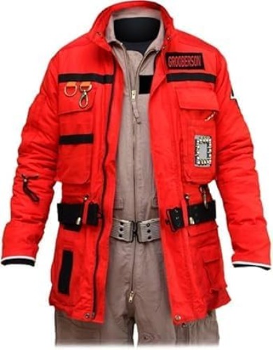 Marzz Store Men's Frozen Empire Red Jacket - Iconic Movie Inspired Outerwear with Customized Name Badge - X-Large - Red
