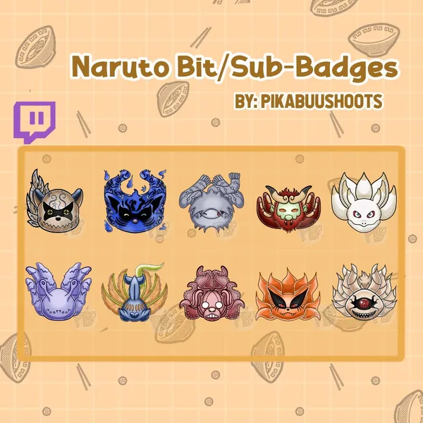 Twitch Badges Naru Themed | Biju Sub Badges | Tailed Beasts Cheer-Bit Badges | Naru Boru