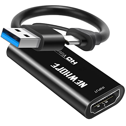 Newhope Scheda di acquisizione, scheda di acquisizione video Scheda di acquisizione giochi da HDMI a USB/Type-C 1080P 60FPS per streaming, insegnamento, videoconferenza o trasmissione dal vivo - Nero