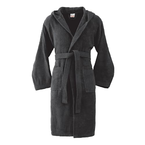 Bassetti Morbido Accappatoio 360gr con Cappuccio 100% Cotone Uomo Donna Spugna Taglie Forti - ITALY Designed - Collezione VIVIAN - S - FUMO FA