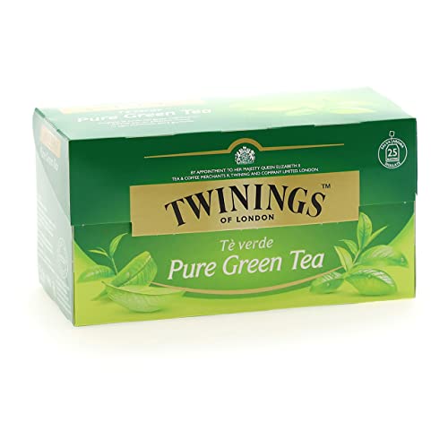 Twinings, Pure Green Tea, Pregiato Tè Verde Orientale, Delicato e Rinfrescante, con Caffeina, Infusi e Tisane, Confezione da 25 Filtri - 1 Unità (Confezione da 25 filtri)