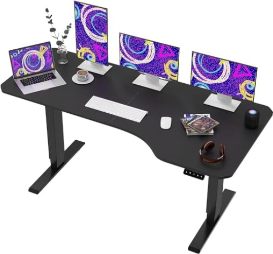 SANODESK 160 * 75 Scrivania Regolabile in Altezza Standing Desk Scrivania Elettrica Scrivania Motorizzata Telaio in Acciaio Solido a 2 stadi per Lavorare da Casa - 160 * 75cm - Nero+nero