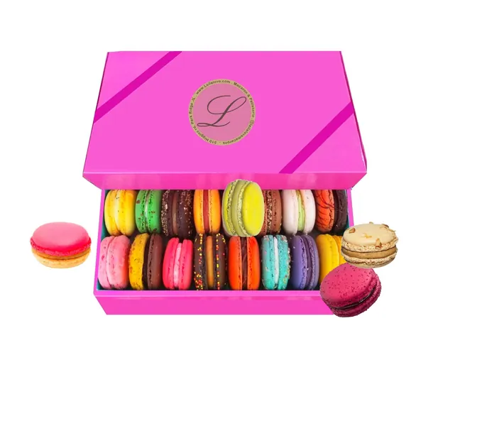Leilalove Macarons - Mademoiselle de Paris - Collections of 15 - Gift box varies in color Macarons are packed individually for maximum freshness/damage prevention Free Enclosure card with your message