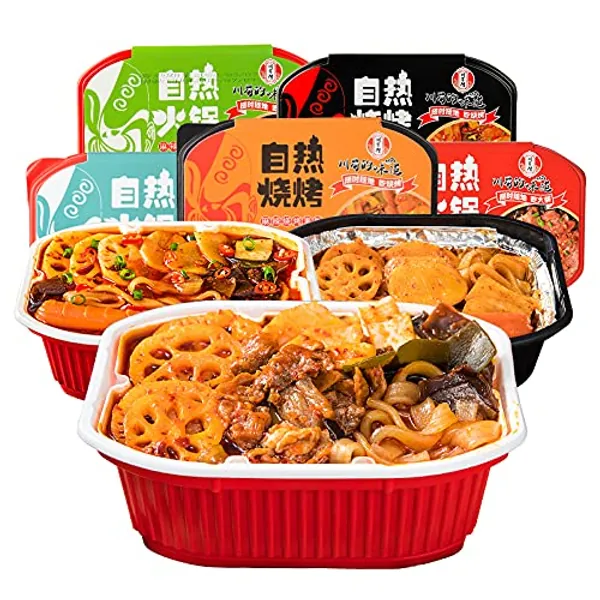 CZM Self Heating Hot Pot Chinese Meal Instant Noodle Rice Food Storage Snacks (Spicy Plus Beef 1box) - Spicy Plus Beef