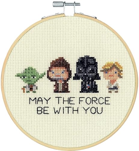 Dimensions 72-76143 Star Wars Family Counted Cross Stitch Kit, 14 Ivory Aida, 6" Diameter - Star Wars Family