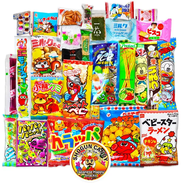 Japanese snacks assortment 30pcs , full of dagashi. "SHOGUN"