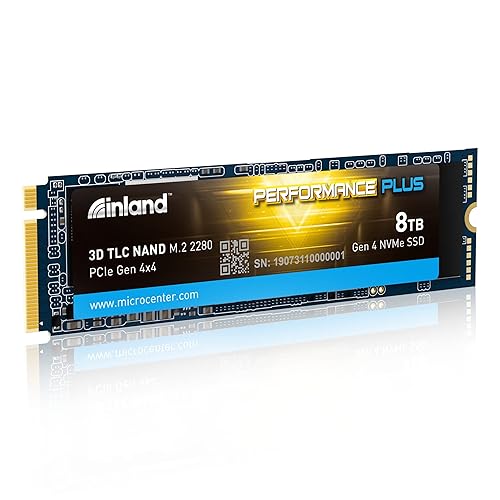 INLAND 8TB Performance Plus NVMe Internal Gaming SSD Solid State Drive - Gen4 PCIe, M.2 2280, DRAM Cache, 176-Layer TLC 3D NAND Flash, Up to 7000MB/s - 8TB - without Heatsink